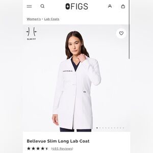 FIGS White Bellevue Slim Long Lab Coat